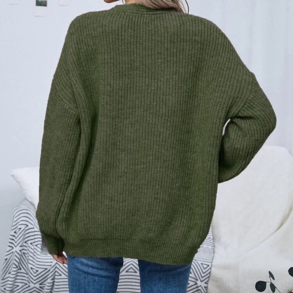 Soft knit drop shoulder oversized cardigan sweater tan - Picture 15 of 16